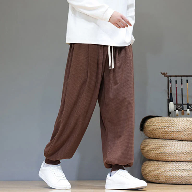 Pantaloni da uomo in velluto a coste di cotone con coulisse, modello semplice, modello Buddha Stones Fall Plain con tasche - Image 67