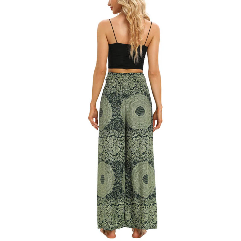 Pantaloni da yoga da donna con lacci Boho e gamba larga Buddha Stones - Image 12