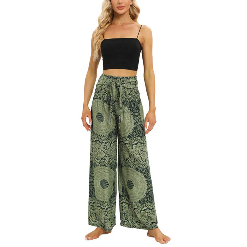 Pantaloni da yoga da donna con lacci Boho e gamba larga Buddha Stones - Image 16
