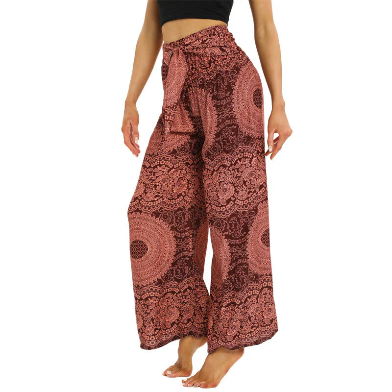 Pantaloni da yoga da donna con lacci Boho e gamba larga Buddha Stones - Image 3