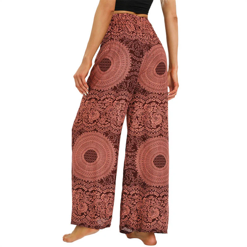 Pantaloni da yoga da donna con lacci Boho e gamba larga Buddha Stones - Image 4