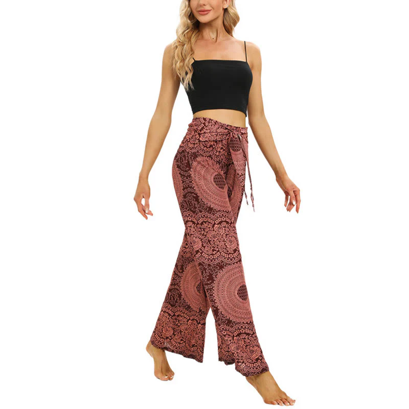 Pantaloni da yoga da donna con lacci Boho e gamba larga Buddha Stones - Image 6