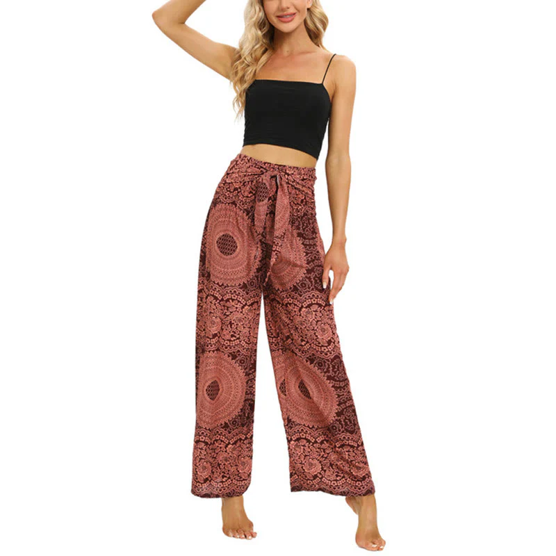 Pantaloni da yoga da donna con lacci Boho e gamba larga Buddha Stones - Image 7