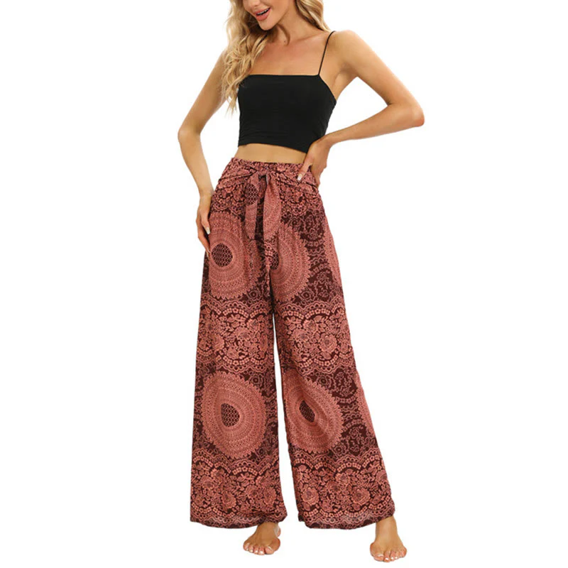 Pantaloni da yoga da donna con lacci Boho e gamba larga Buddha Stones - Image 8