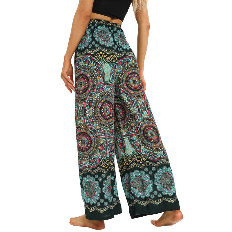 Pantaloni da yoga da donna con lacci e stampa mandala boho Buddha Stones - Image 12