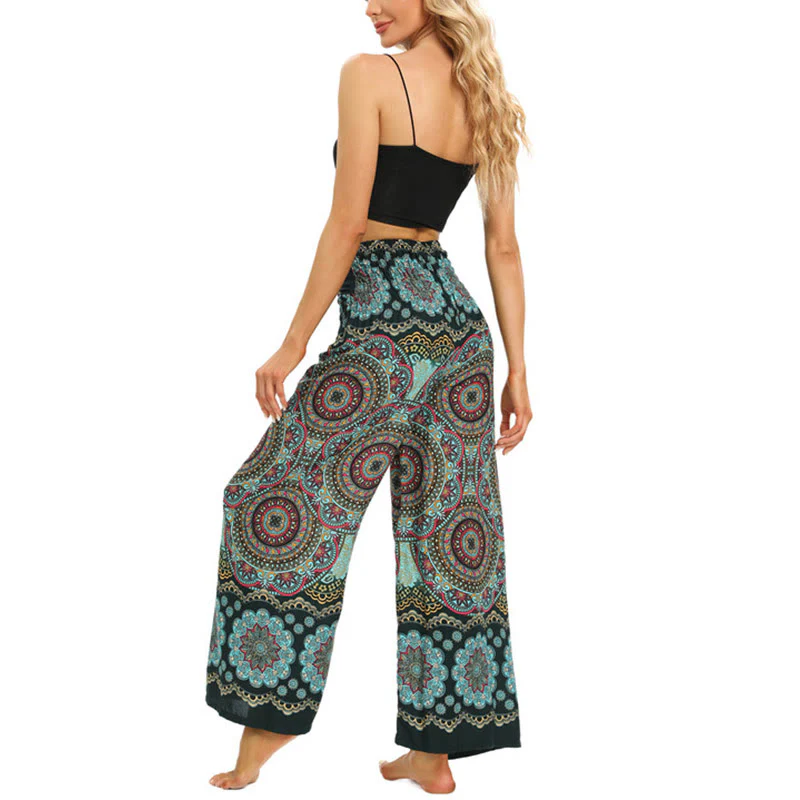 Pantaloni da yoga da donna con lacci e stampa mandala boho Buddha Stones - Image 14