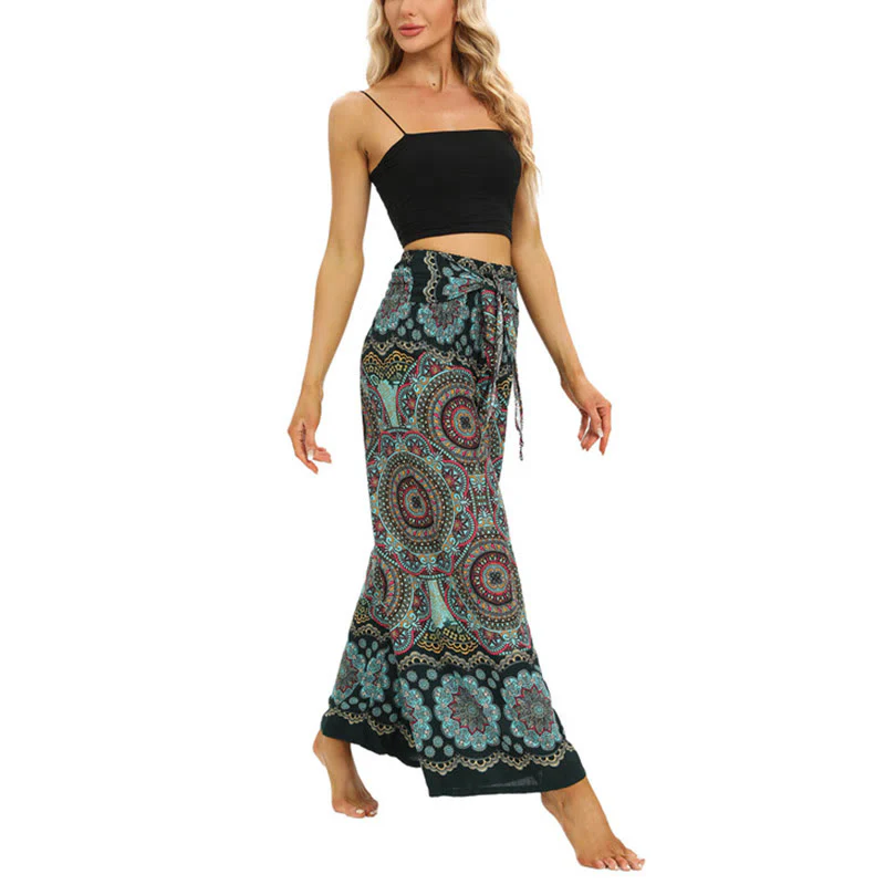 Pantaloni da yoga da donna con lacci e stampa mandala boho Buddha Stones - Image 16