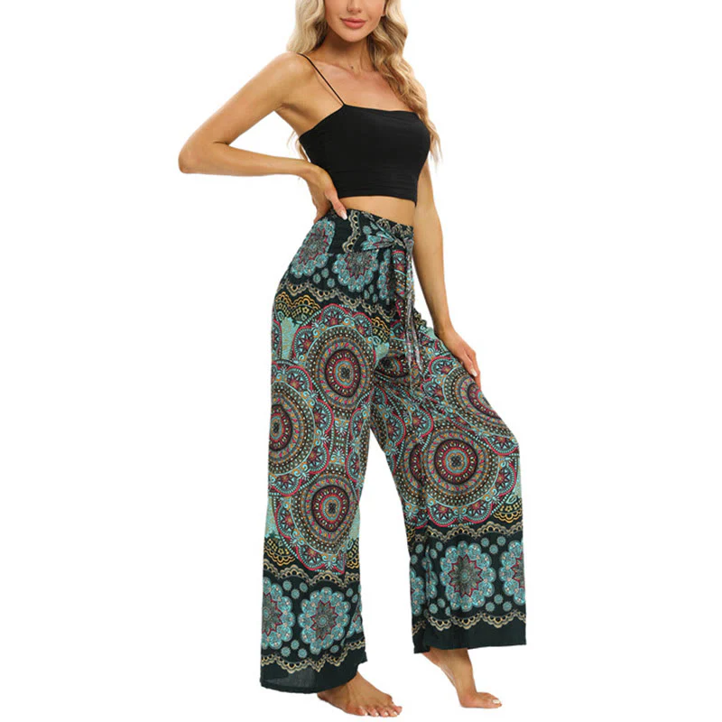 Pantaloni da yoga da donna con lacci e stampa mandala boho Buddha Stones - Image 17