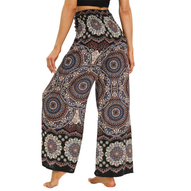 Pantaloni da yoga da donna con lacci e stampa mandala boho Buddha Stones - Image 4