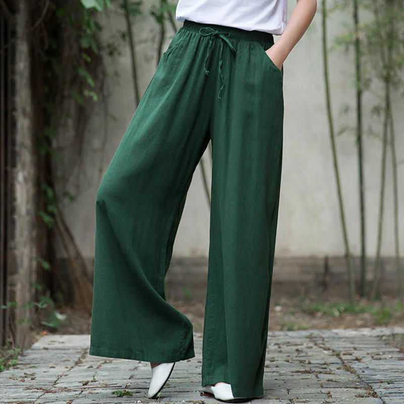 Pantaloni da yoga da donna con tasche e gamba larga, modello Buddha Stones, tinta unita - Image 53