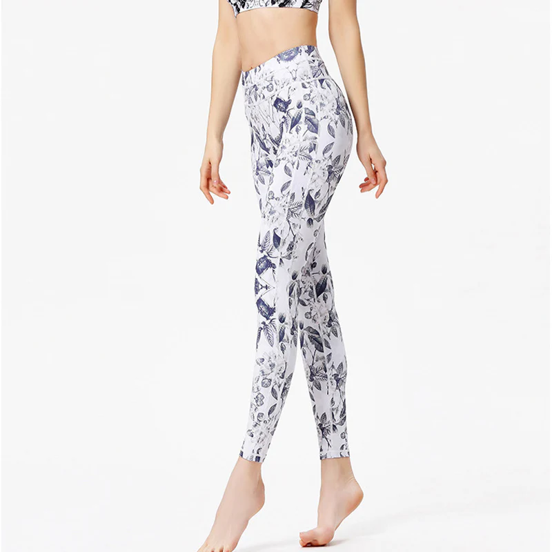 Pantaloni da yoga sportivi da donna con stampa di fiori Buddha Stones e pietre - Image 7