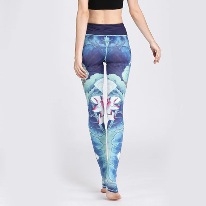 Pantaloni da yoga sportivi da donna con stampa di fiori di loto Buddha Stones - Image 21