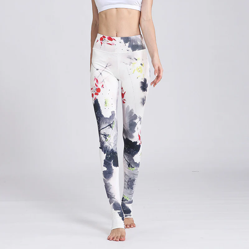 Pantaloni da yoga sportivi da donna con stampa di fiori di loto Buddha Stones - Image 28