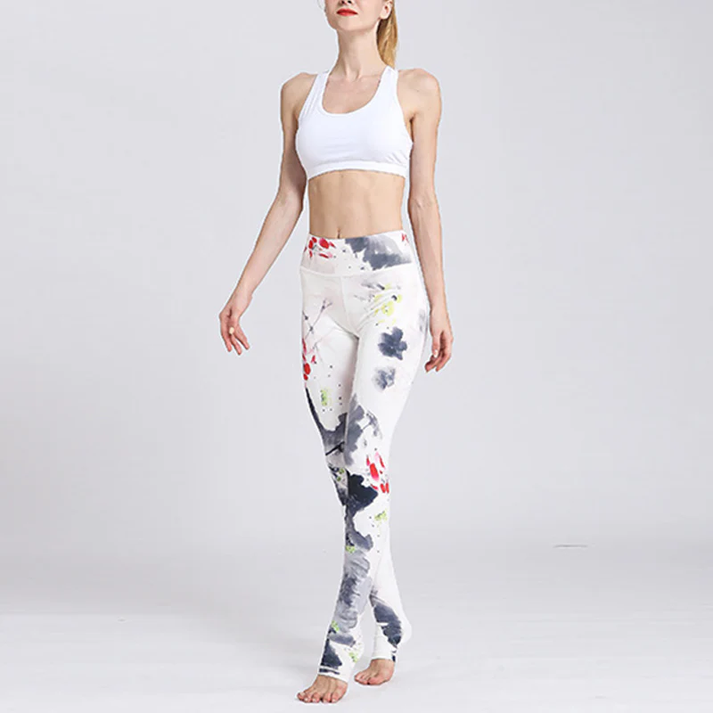 Pantaloni da yoga sportivi da donna con stampa di fiori di loto Buddha Stones - Image 32