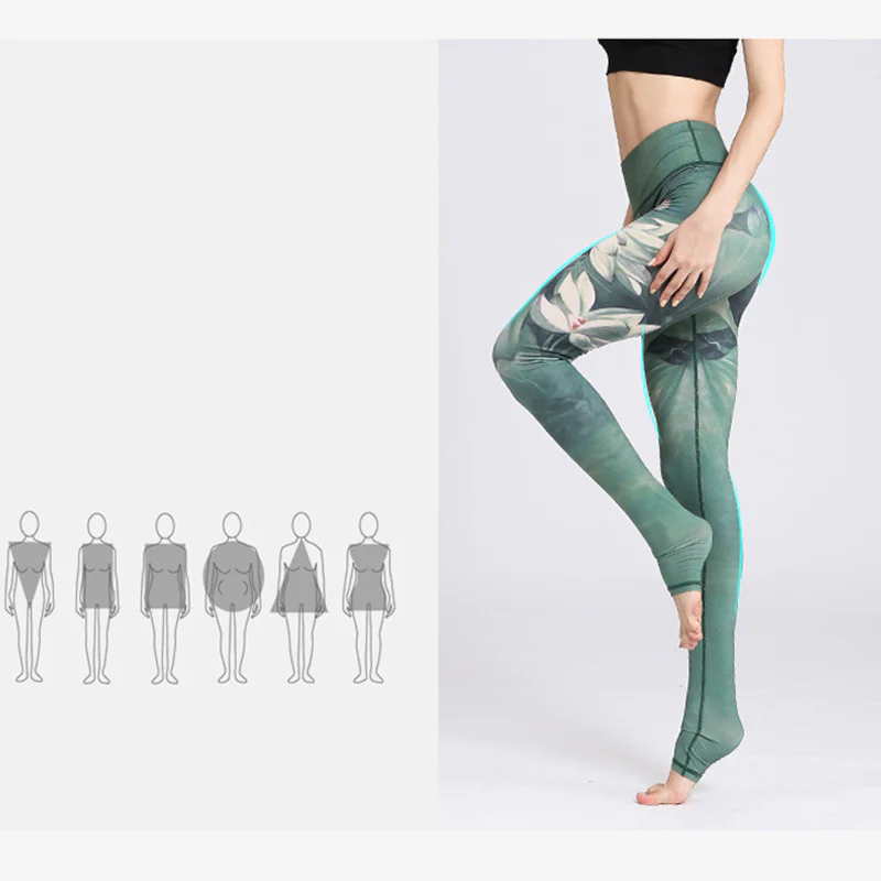 Pantaloni da yoga sportivi da donna con stampa di fiori di loto Buddha Stones - Image 8