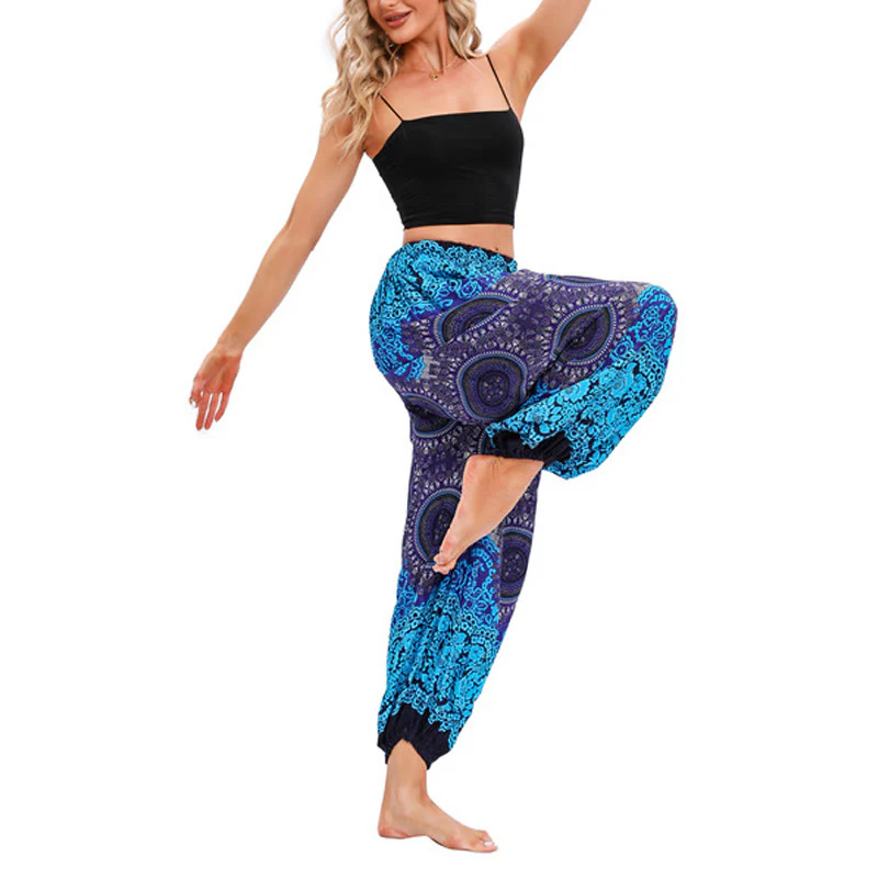 Pantaloni harem casual larghi con motivo a bussola Buddha Stones da donna Pantaloni da yoga - Image 8