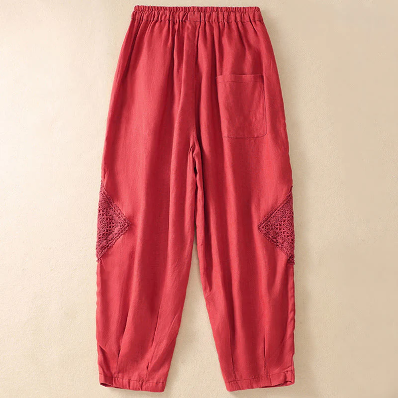 Pantaloni harem con coulisse in cotone con tasche da donna Buddha Stones Summer - Image 22