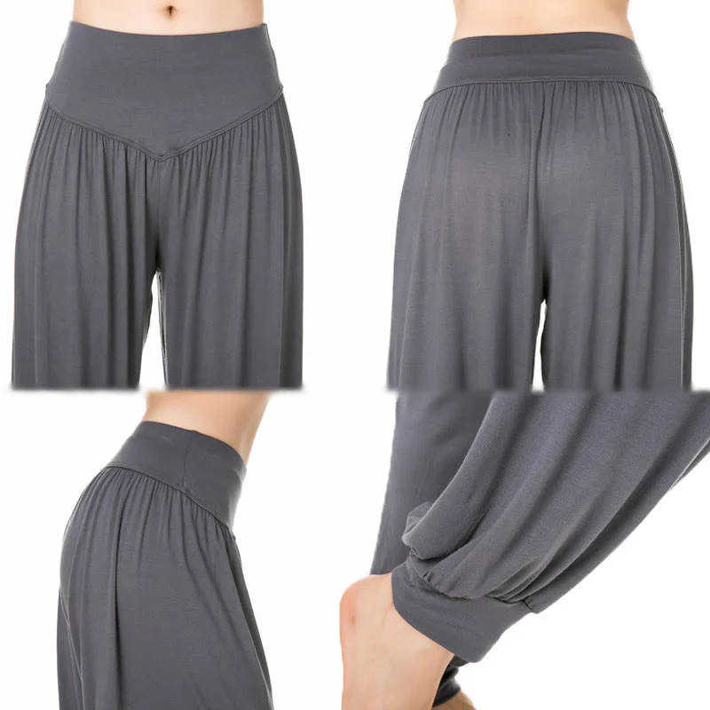 Pantaloni harem da danza yoga in modal tinta unita Buddha Stones - Image 16