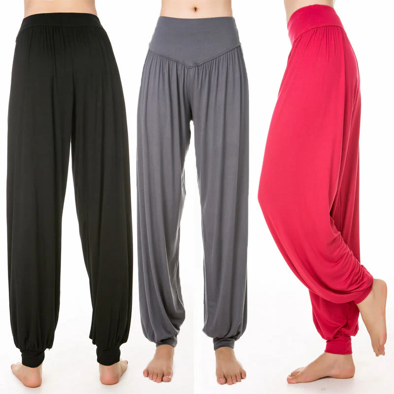 Pantaloni harem da danza yoga in modal tinta unita Buddha Stones - Image 30