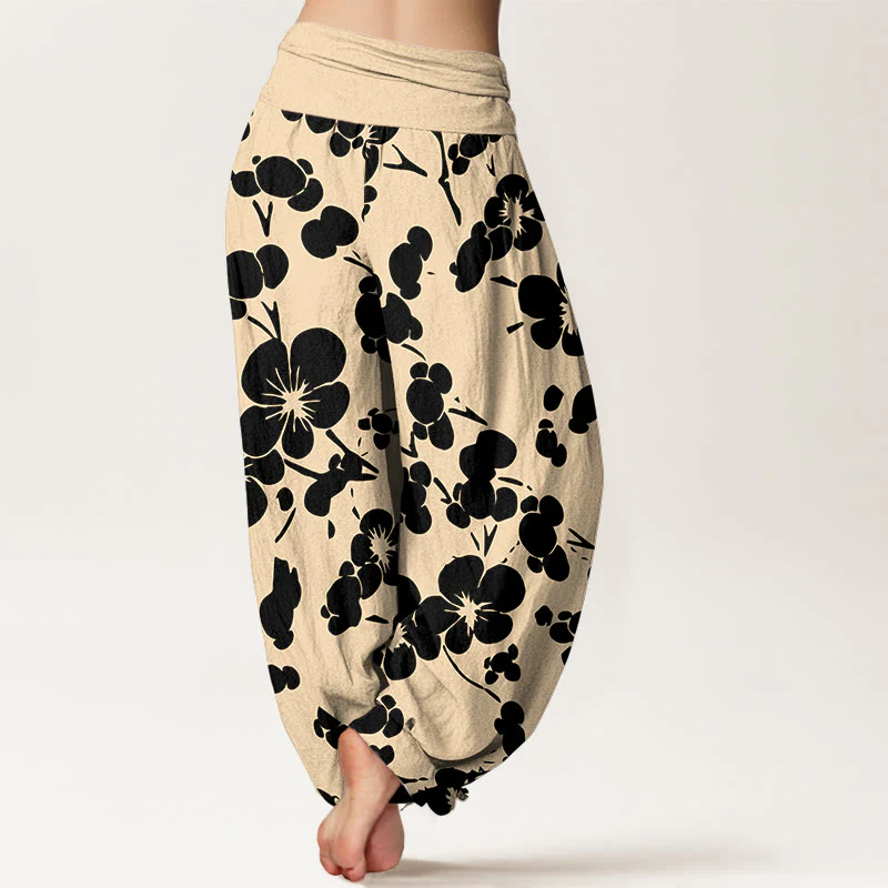 Pantaloni harem da donna con elastico in vita e fiori in puro cotone con Buddha Stones - Image 7