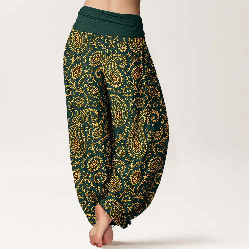 Pantaloni harem da donna con elastico in vita, in cotone con motivo paisley dai colori vivaci, modello Buddha Stones - Image 2