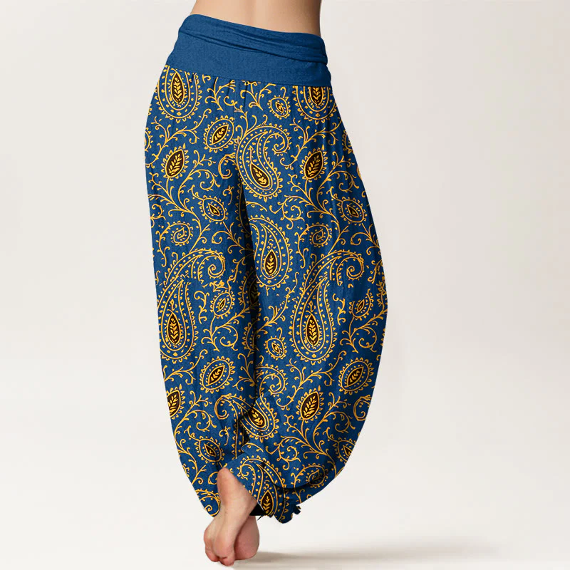Pantaloni harem da donna con elastico in vita, in cotone con motivo paisley dai colori vivaci, modello Buddha Stones - Image 7