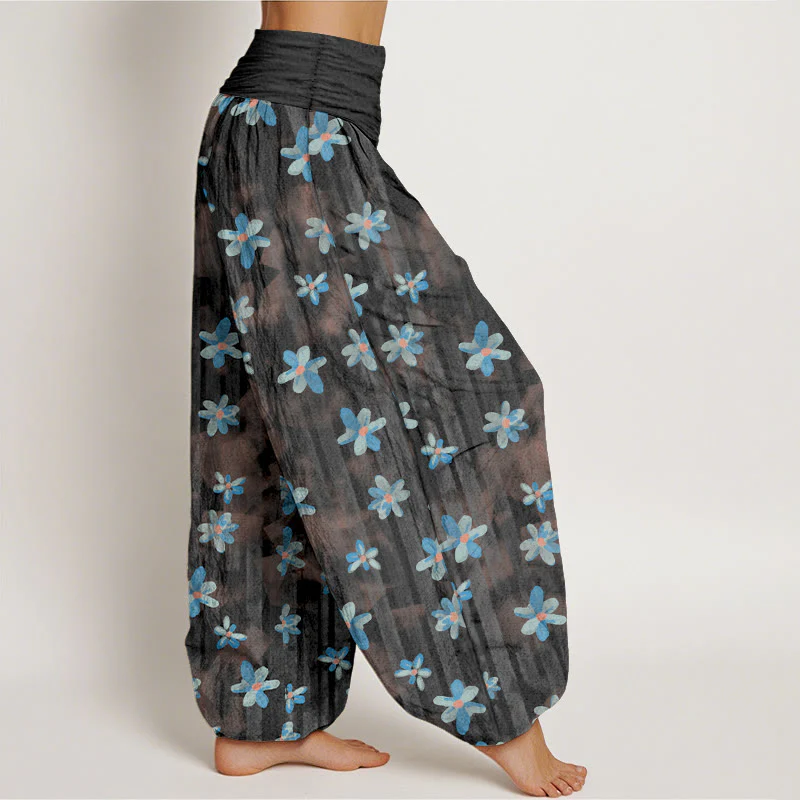 Pantaloni harem da donna con elastico in vita, in cotone, stile semplice, motivo floreale, motivo Buddha Stones - Image 11