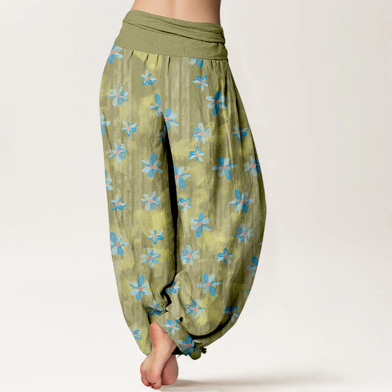 Pantaloni harem da donna con elastico in vita, in cotone, stile semplice, motivo floreale, motivo Buddha Stones - Image 7