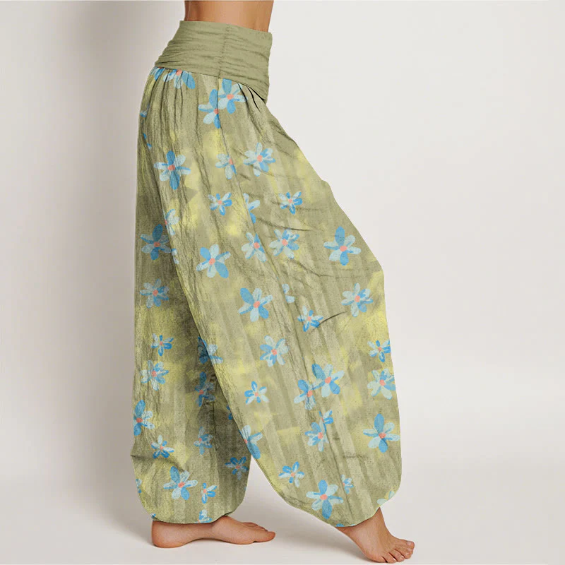 Pantaloni harem da donna con elastico in vita, in cotone, stile semplice, motivo floreale, motivo Buddha Stones - Image 8