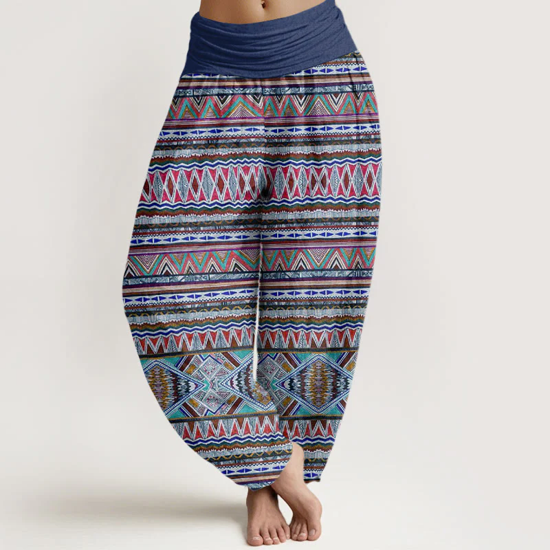 Pantaloni harem da donna con elastico in vita, in cotone, stile tribale, casual, motivo geometrico, motivo Buddha Stones - Image 8