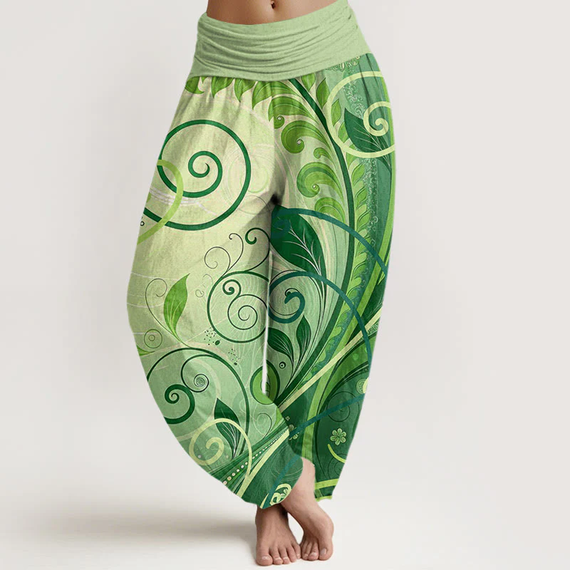 Pantaloni harem da donna con motivo floreale in cotone casual Buddha Stones