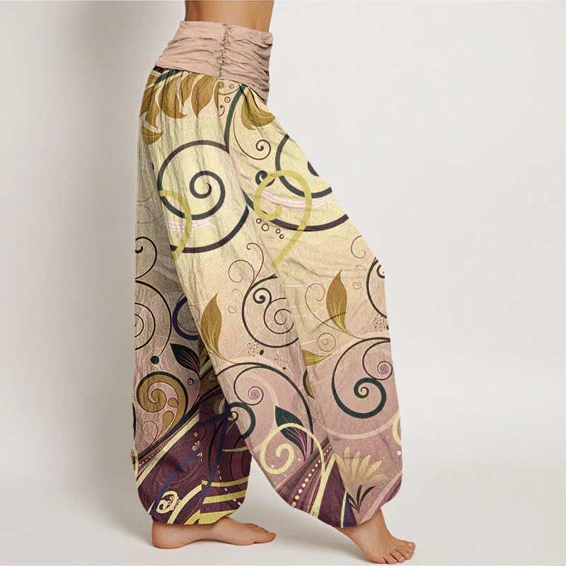 Pantaloni harem da donna con motivo floreale in cotone casual Buddha Stones - Image 10