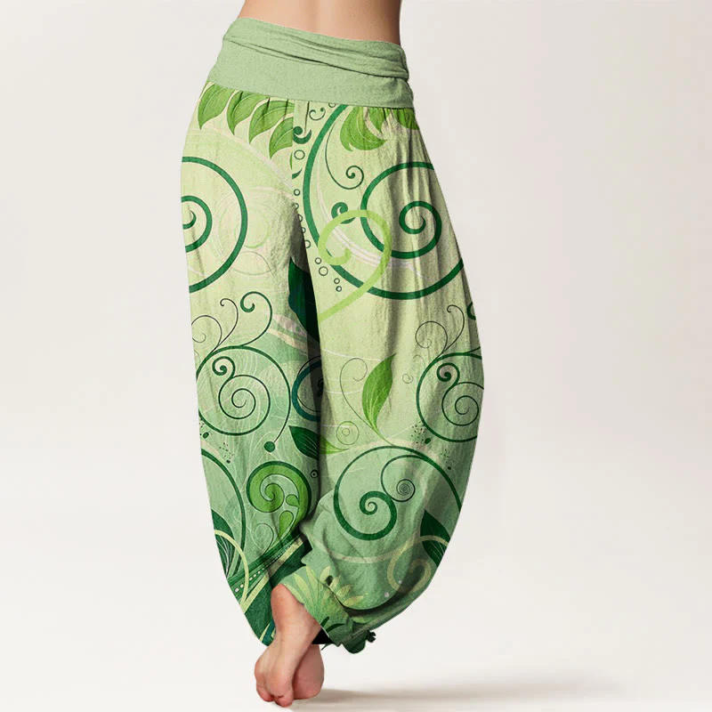 Pantaloni harem da donna con motivo floreale in cotone casual Buddha Stones - Image 2