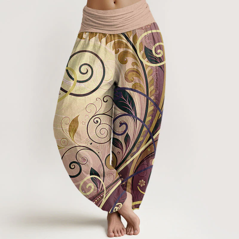 Pantaloni harem da donna con motivo floreale in cotone casual Buddha Stones - Image 8