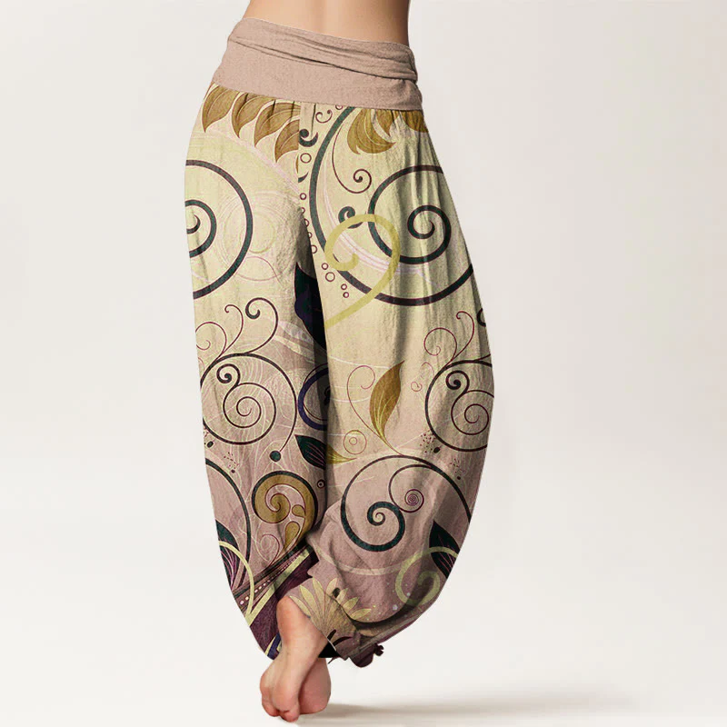 Pantaloni harem da donna con motivo floreale in cotone casual Buddha Stones - Image 9