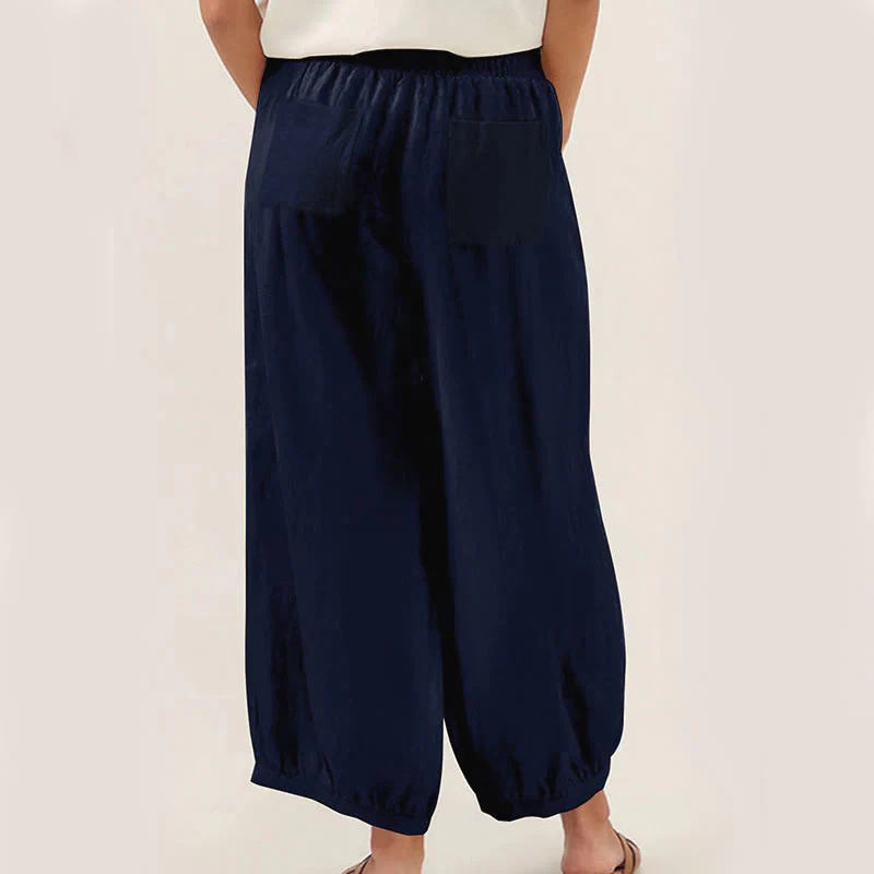 Pantaloni harem da donna con tasche, tinta unita , Buddha Stones - Image 2