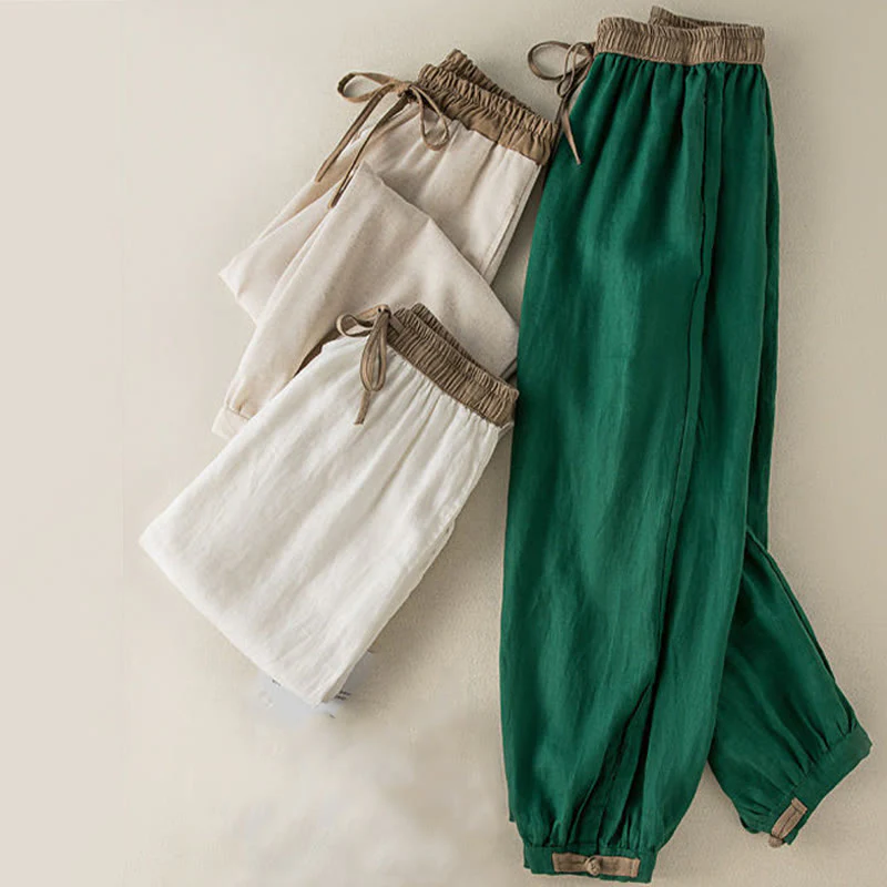 Pantaloni harem da donna in cotone con coulisse e tasche Buddha Stones - Image 10