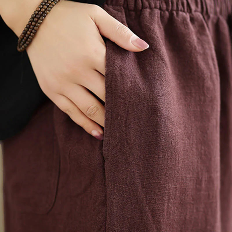 Pantaloni harem da donna in cotone con coulisse e tasche, modello Buddha Stones Commute, stile retrò, tinta unita - Image 13