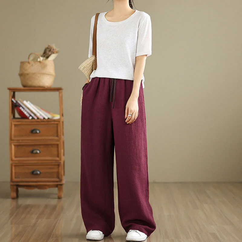 Pantaloni harem da donna in cotone con coulisse e tasche, modello Buddha Stones Commute, stile retrò, tinta unita - Image 24