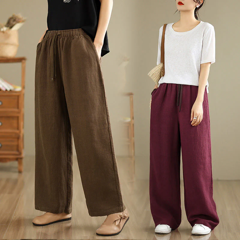 Pantaloni harem da donna in cotone con coulisse e tasche, modello Buddha Stones Commute, stile retrò, tinta unita - Image 25