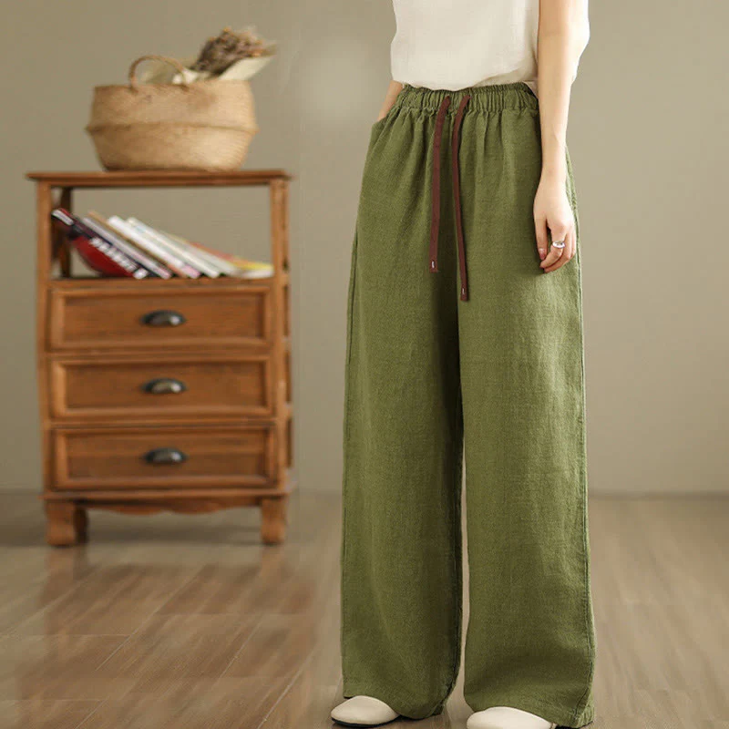 Pantaloni harem da donna in cotone con coulisse e tasche, modello Buddha Stones Commute, stile retrò, tinta unita - Image 3
