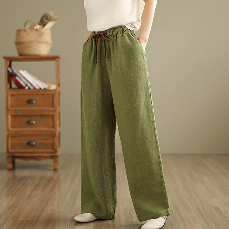 Pantaloni harem da donna in cotone con coulisse e tasche, modello Buddha Stones Commute, stile retrò, tinta unita - Image 4