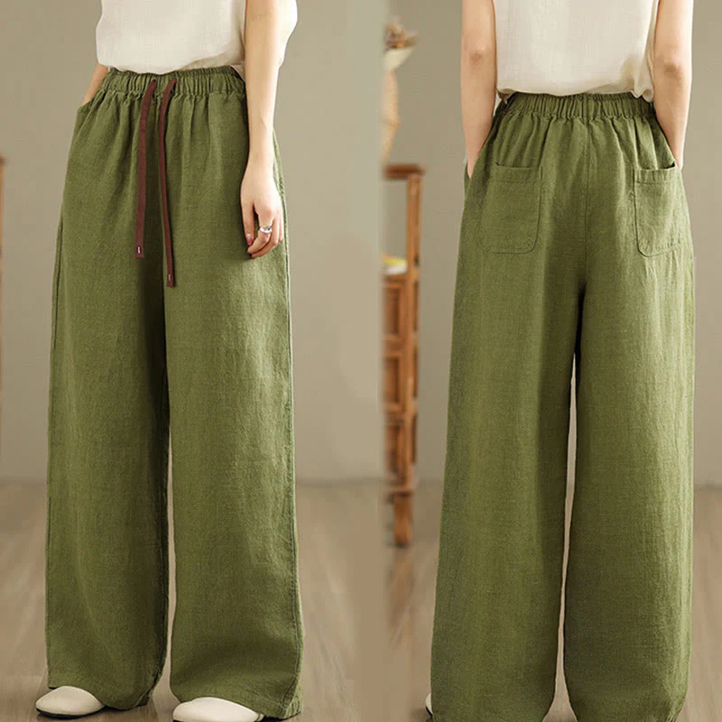 Pantaloni harem da donna in cotone con coulisse e tasche, modello Buddha Stones Commute, stile retrò, tinta unita - Image 6
