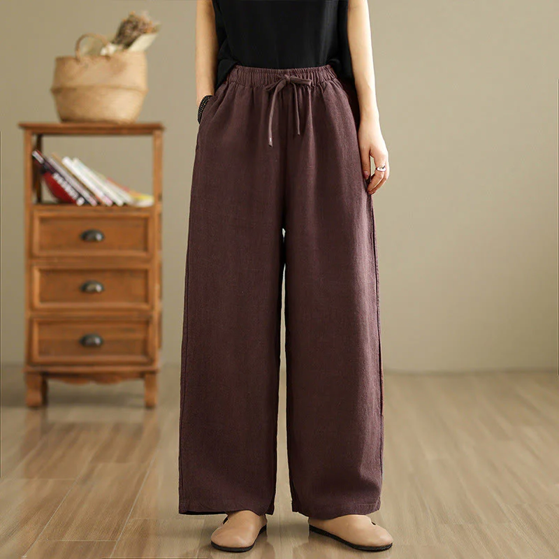 Pantaloni harem da donna in cotone con coulisse e tasche, modello Buddha Stones Commute, stile retrò, tinta unita - Image 7