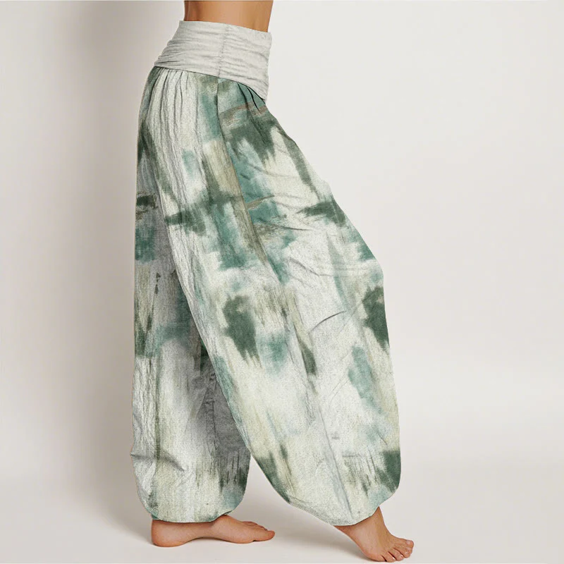 Pantaloni harem da donna in cotone con elastico in vita e motivo tie-dye con Buddha Stones - Image 3