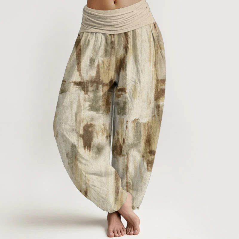 Pantaloni harem da donna in cotone con elastico in vita e motivo tie-dye con Buddha Stones - Image 6