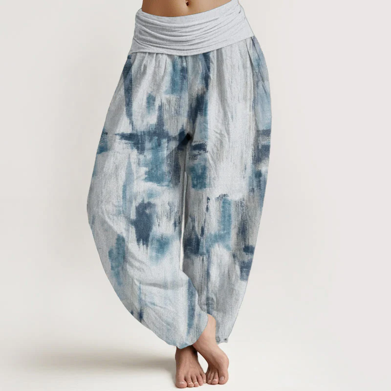 Pantaloni harem da donna in cotone con elastico in vita e motivo tie-dye con Buddha Stones - Image 9