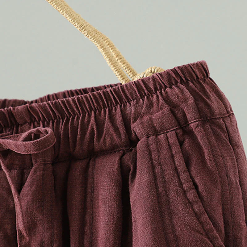 Pantaloni harem da donna in cotone con elastico in vita e tasche, modello Buddha Stones Daily Plain Coulisse Design - Image 11
