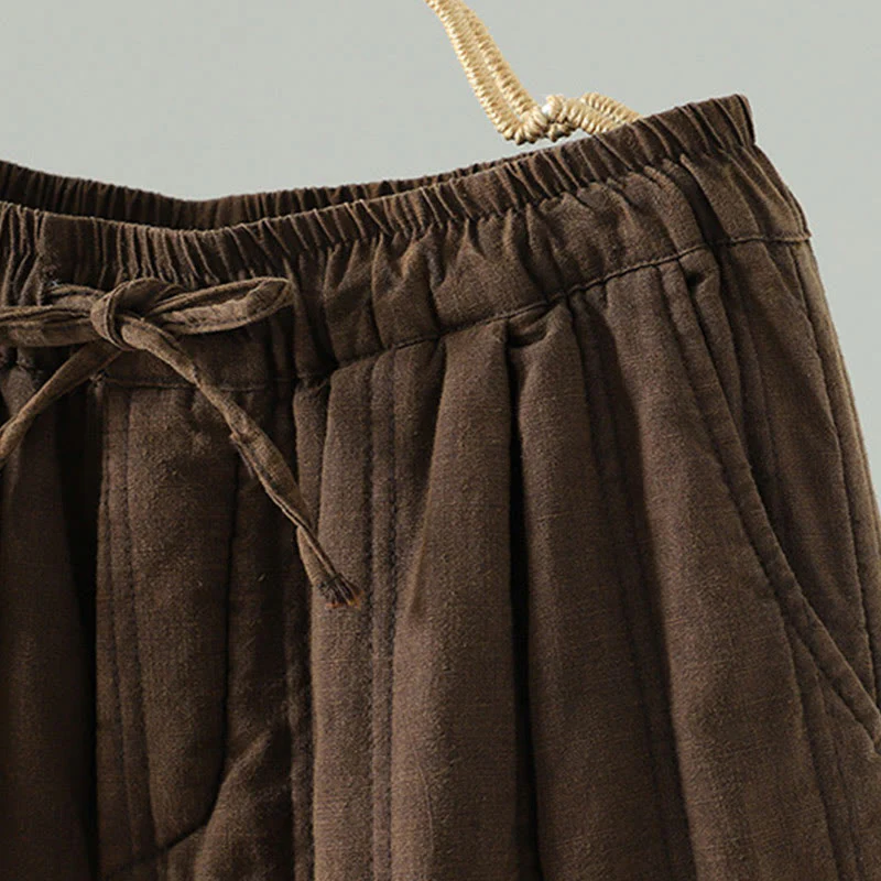 Pantaloni harem da donna in cotone con elastico in vita e tasche, modello Buddha Stones Daily Plain Coulisse Design - Image 3