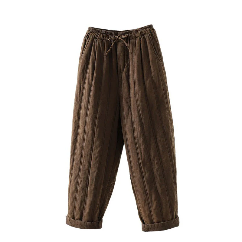Pantaloni harem da donna in cotone con elastico in vita e tasche, modello Buddha Stones Daily Plain Coulisse Design - Image 6